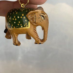 Handicraft India Painted Wooden Elephant Key Ring Souvenir